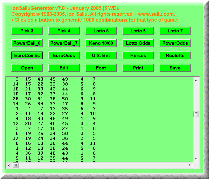 Lottery Software: Jackpot Lotto, Pick Lotteries, Powerball, Mega Millions, Euromillions, Keno.