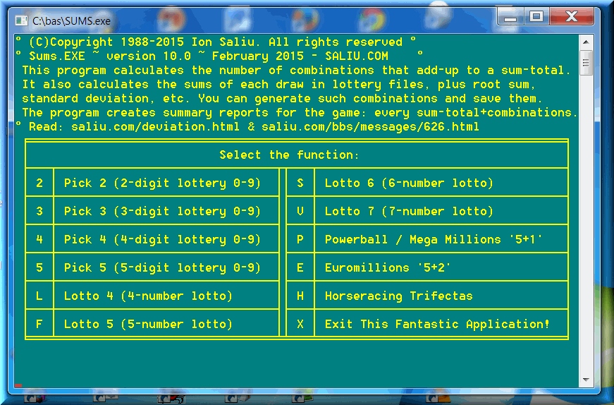 Lottery software to analyze the sums and create sum-total charts in all lotto games.