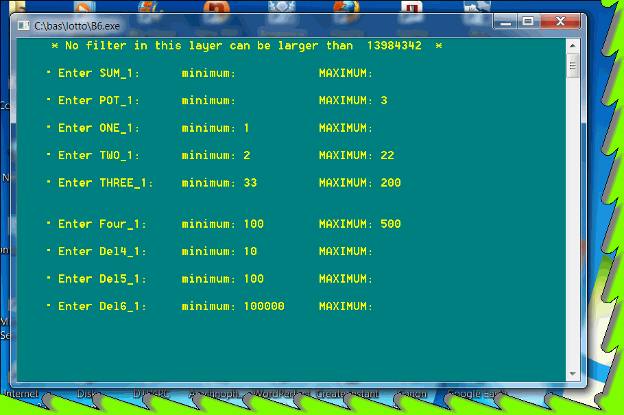 Lottery software filters reduce, elimination of millions lotto combinations.