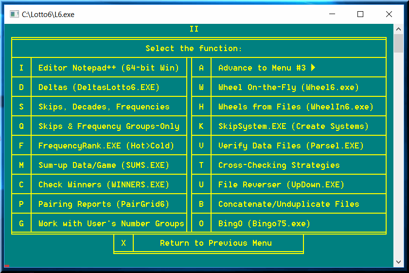 Delta Lotto Numbers run from menu two of the Ultimate Lottery Software.